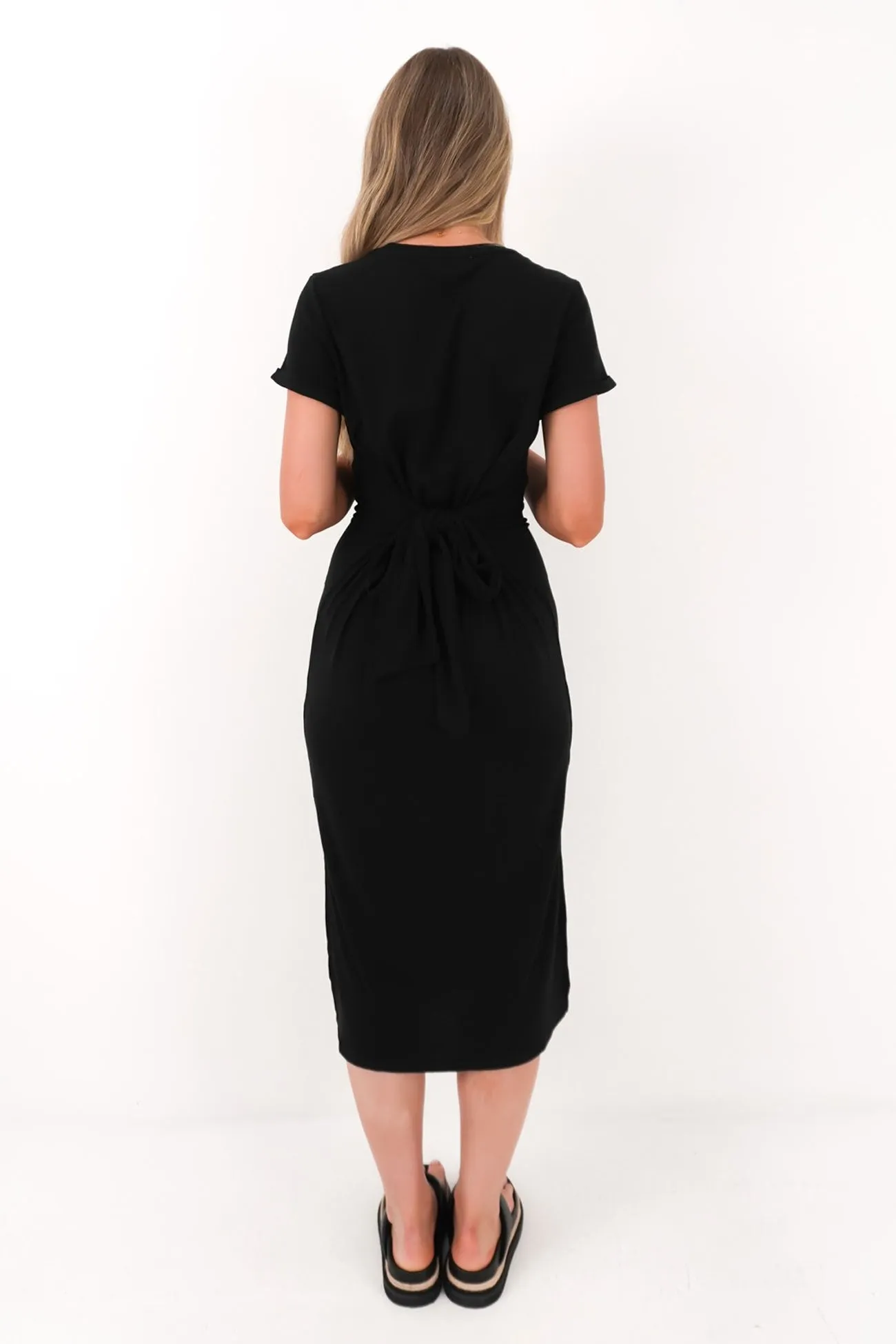 Viola Midi Dress Black Easy Pretty Quiet Sweet