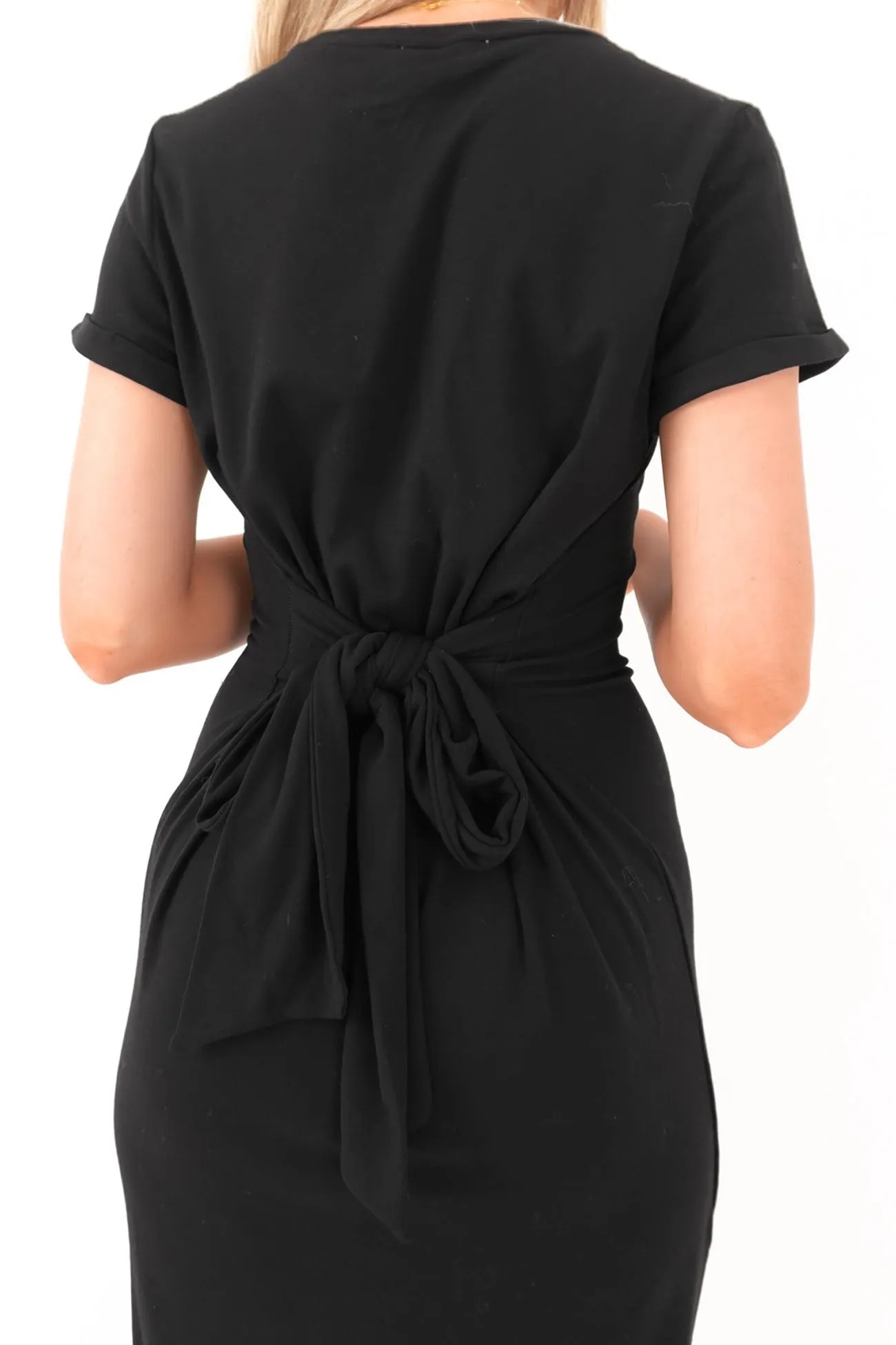 Day-To-Night Wear Soft Volume Viola Midi Dress Black