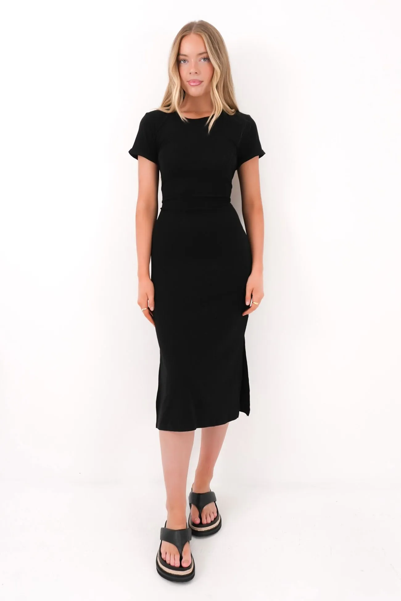 Viola Midi Dress Black Pastel Sky