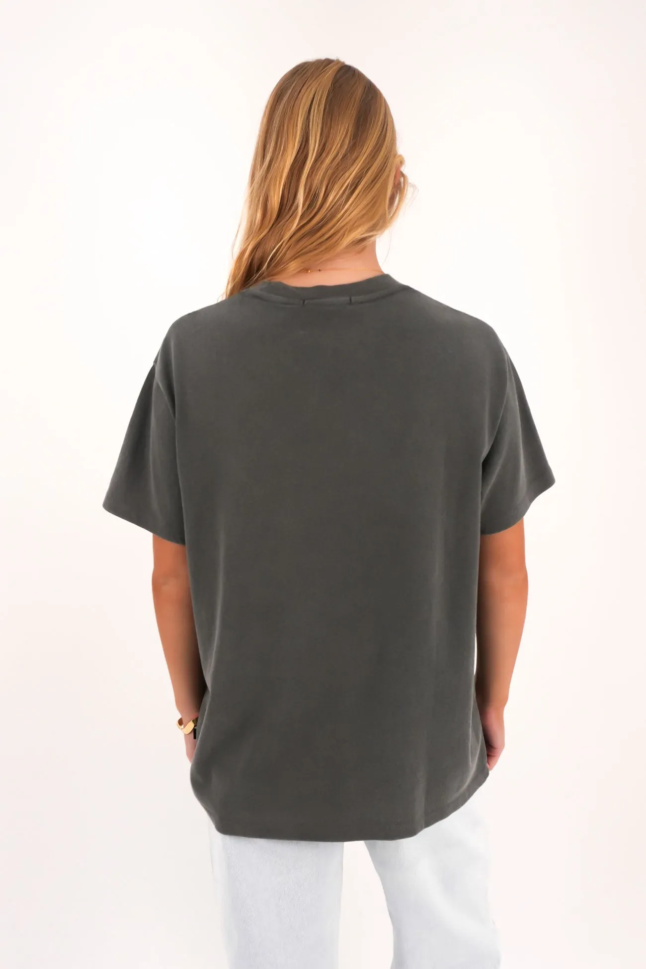 Vital Washed Oversized Tee Charcoal City Smart Look Wrinkle Resistant Material
