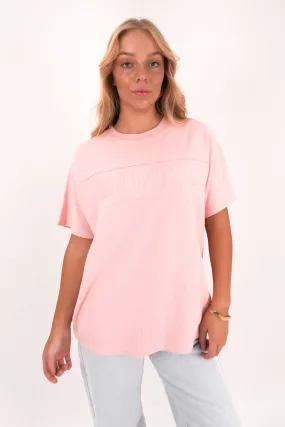 Breathable touch Cozy and Comfortable Vital Washed Oversized Tee Pink