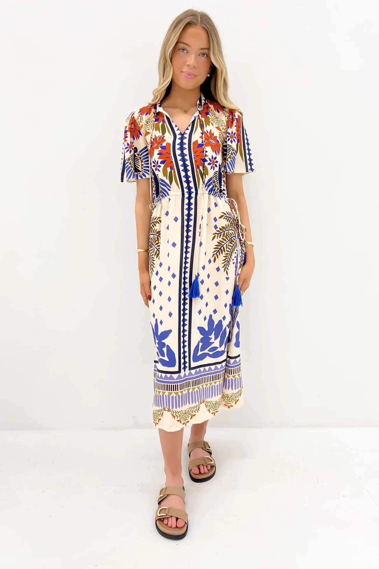 Back-Zip Work-Ready Look Venya Midi Dress Tropical Sagrada