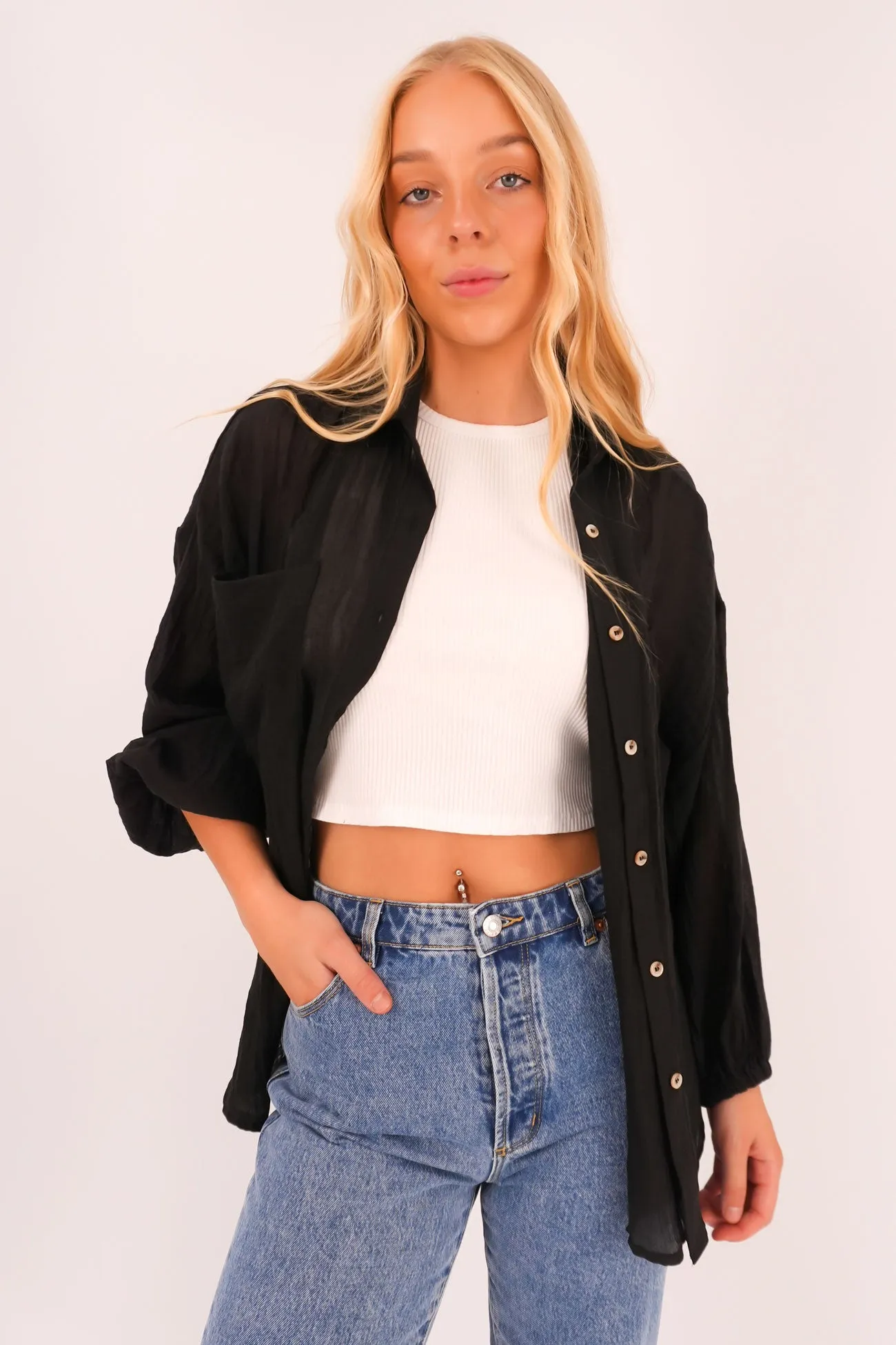Durable Button Closures Langley Shirt Black