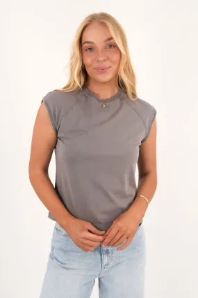 Cozy Essentials Tagless Comfort Washed Raglan Tee Charcoal