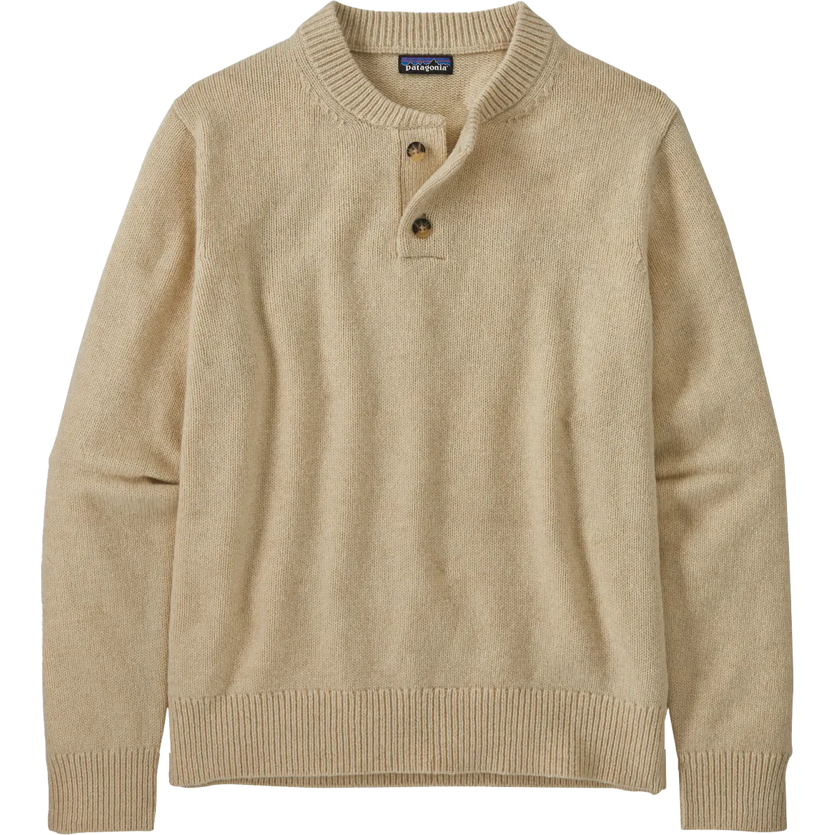 Men's Recycled Wool-Blend Buttoned Sweater Flatlock Seam Technique LayeredCuff