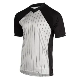 Wear resistant Smitty Grey Pin Stripe with Solid Black Shoulder Wrestling V-Neck Local Favorite Anti Static Finish