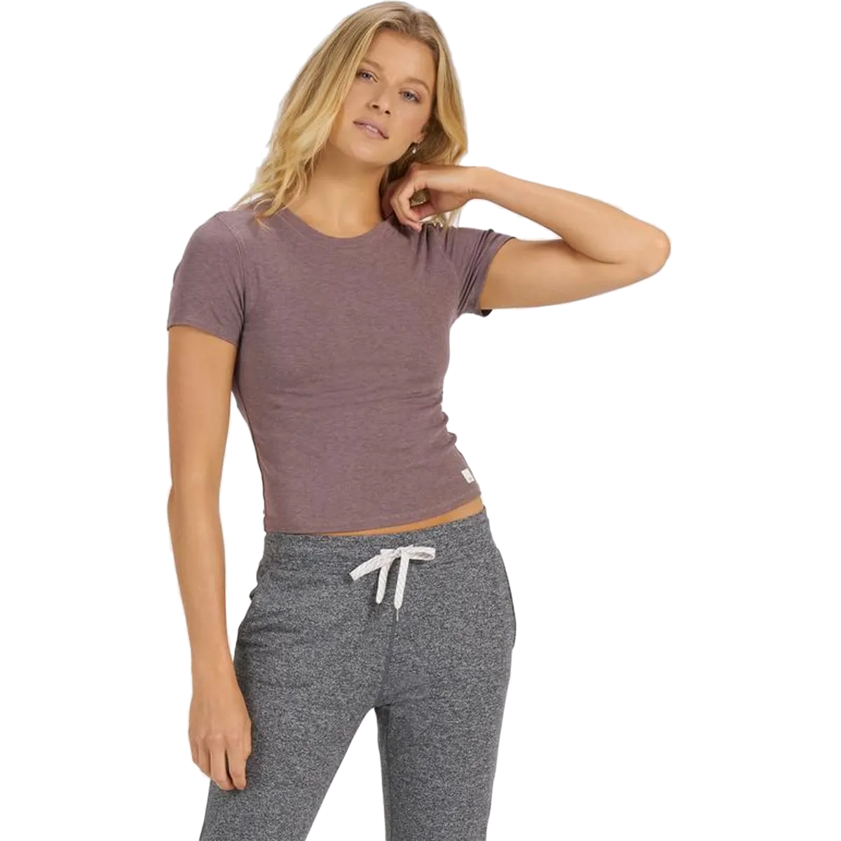 Women's  Pose Fitted Tee LayeredSleeveConstruction Casual Outfit