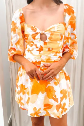 Whitney Mini Dress Yellow Floral Formal Outfit Zip-Closure