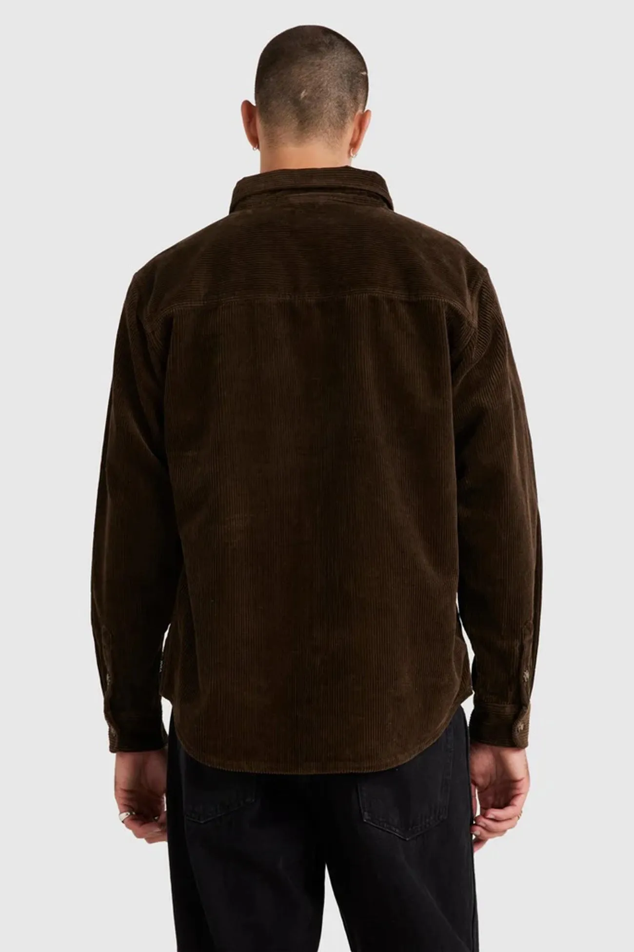 Wide Load Cord Long Sleeve Shirt Chocolate Thermoregulating Fabric