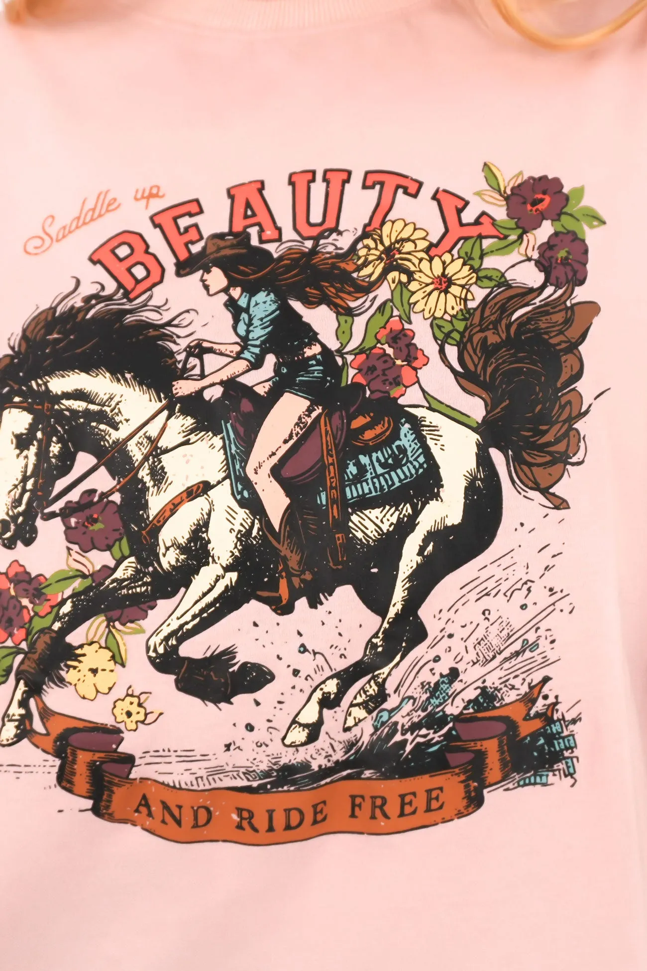 soft fit Sublimation Printed Collar Wild West Tee Pink