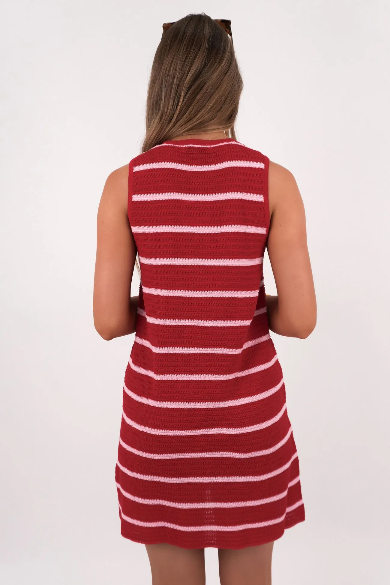 Wilda Knit Mini Dress Red Pink Tailored Comfort Neat Stitch