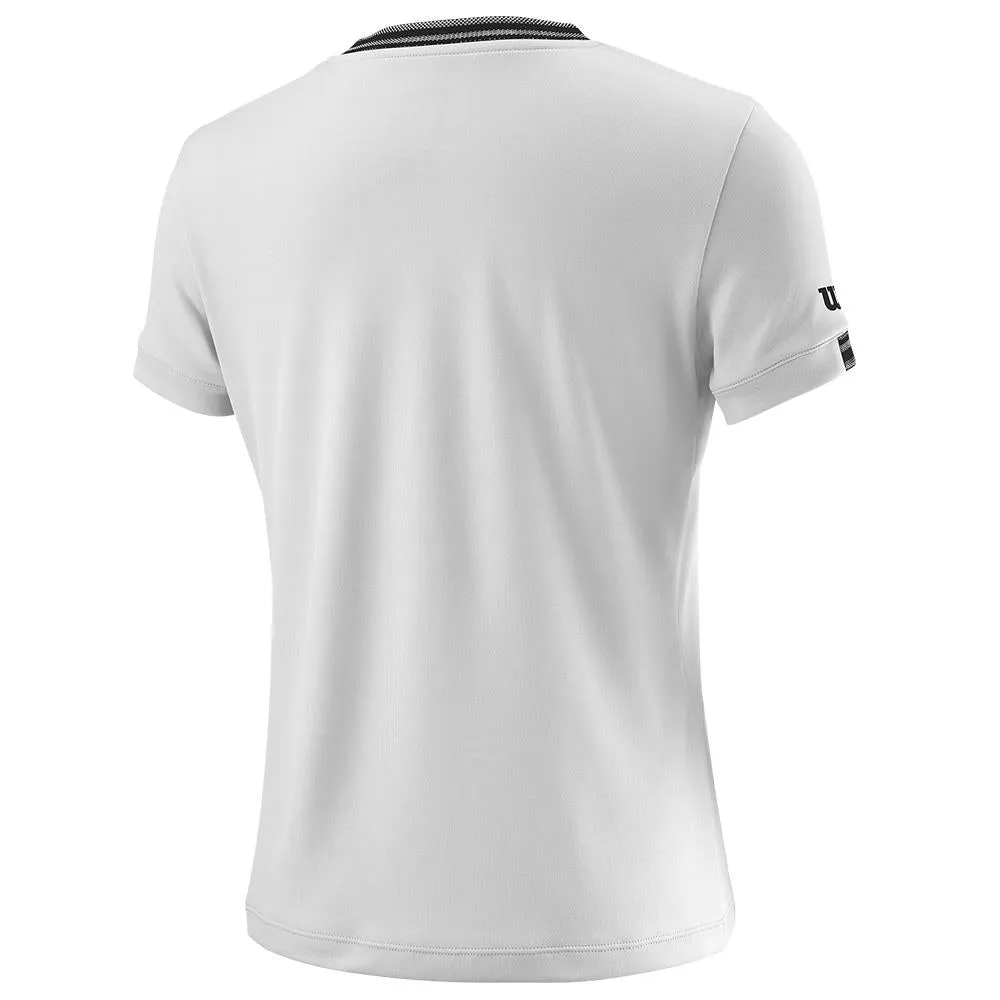 Wilson Girls Team V Neck - White Stylish Design Steam Safe