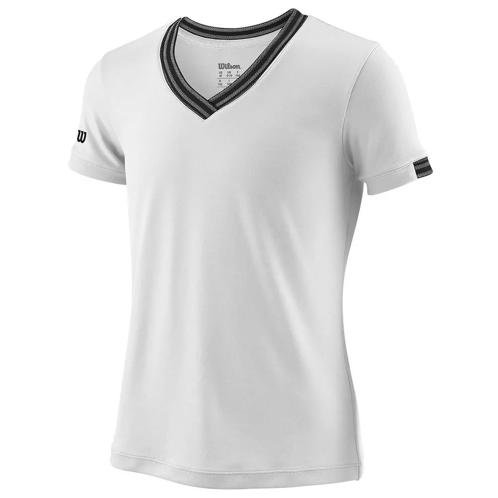 hook - and - loop closure Stretchable Material Wilson Girls Team V Neck - White