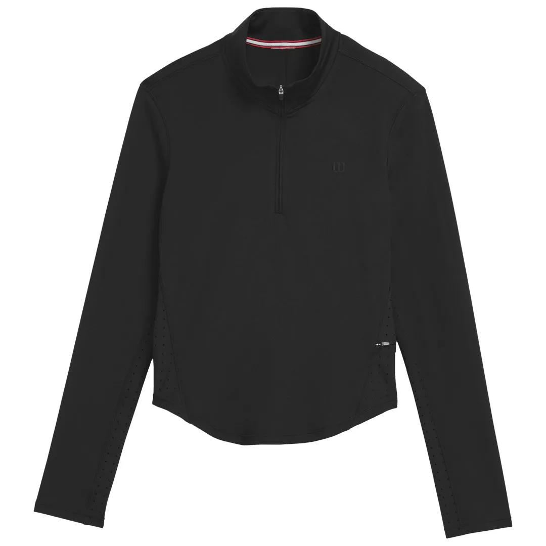 Night Out Bonded Seam Technology Wilson Women's Brentwood 1/2 Longsleeve Zip - Black Oversized Fit