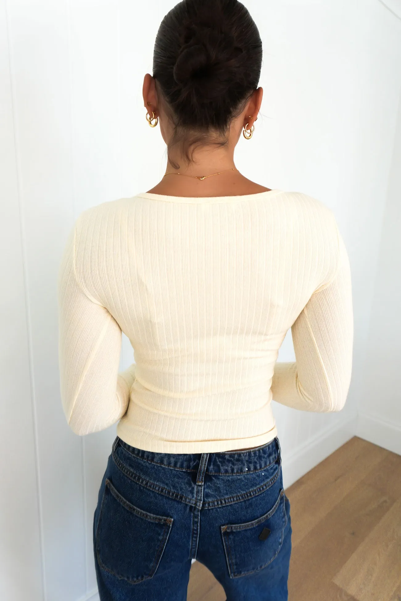 Chase Rib Long Sleeve Beige Rainy Day