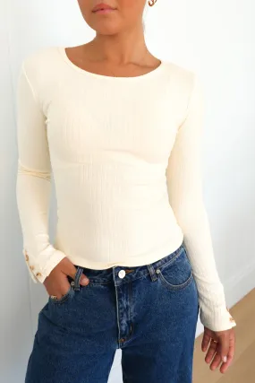 Chase Rib Long Sleeve Beige Zip - up Ring