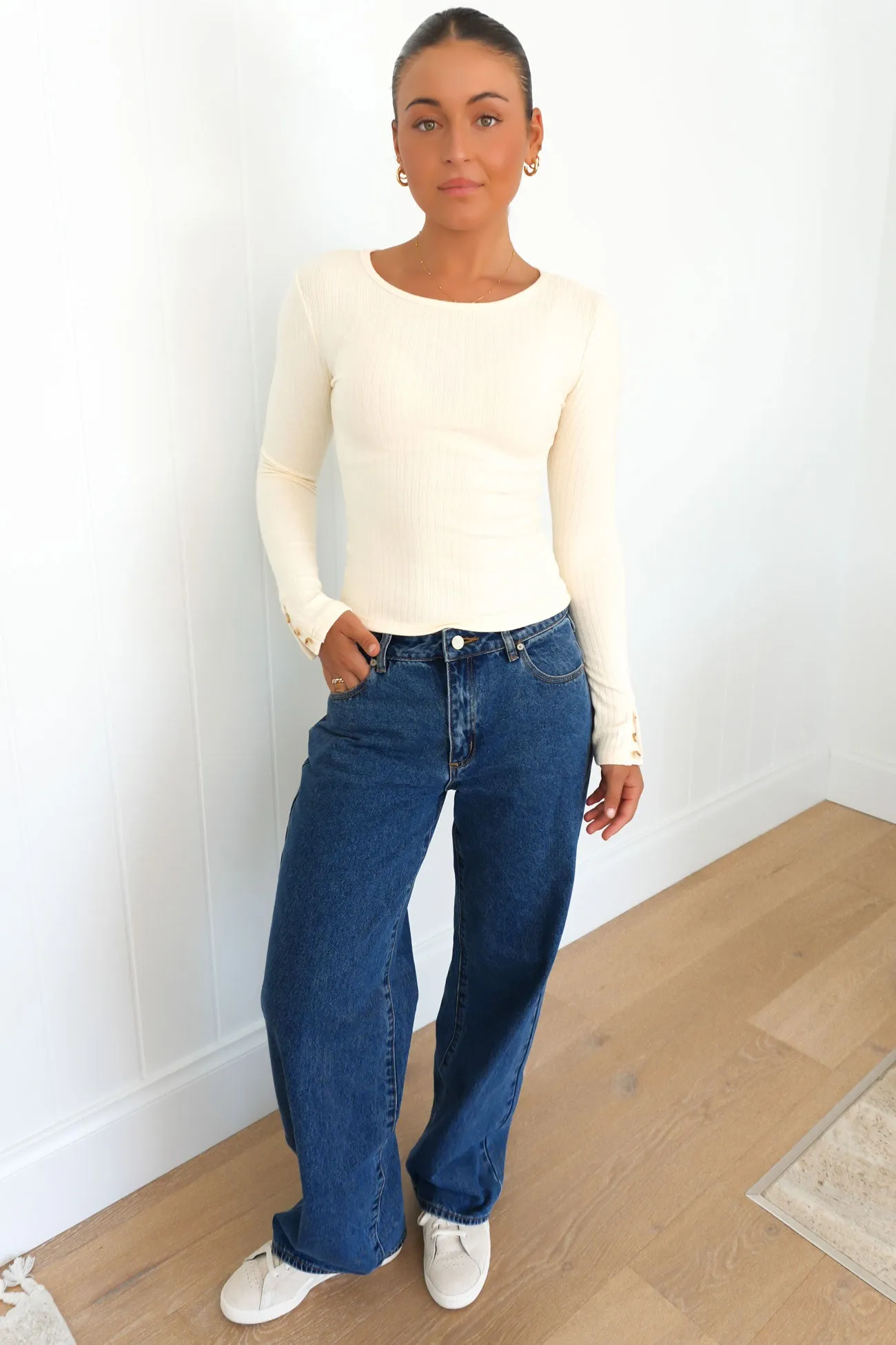 patio Cosmetics Chase Rib Long Sleeve Beige