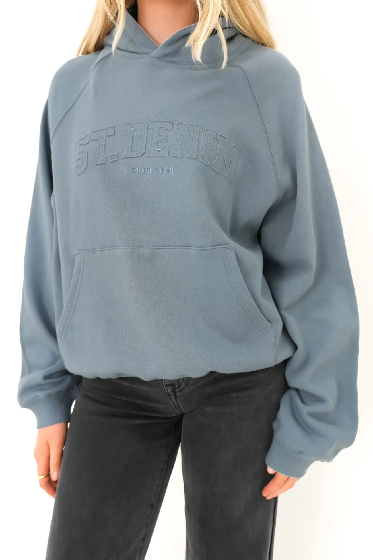 Layering Compatible Cut Layered Neckline Roads Hoodie Slate
