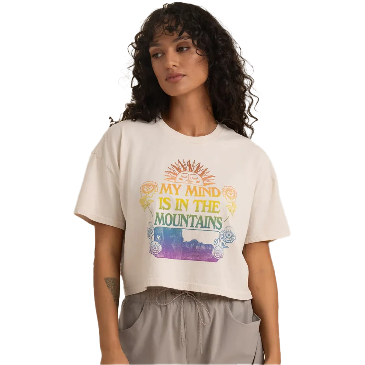 Women Mountian Cropped Boxy Tee Breathable Design