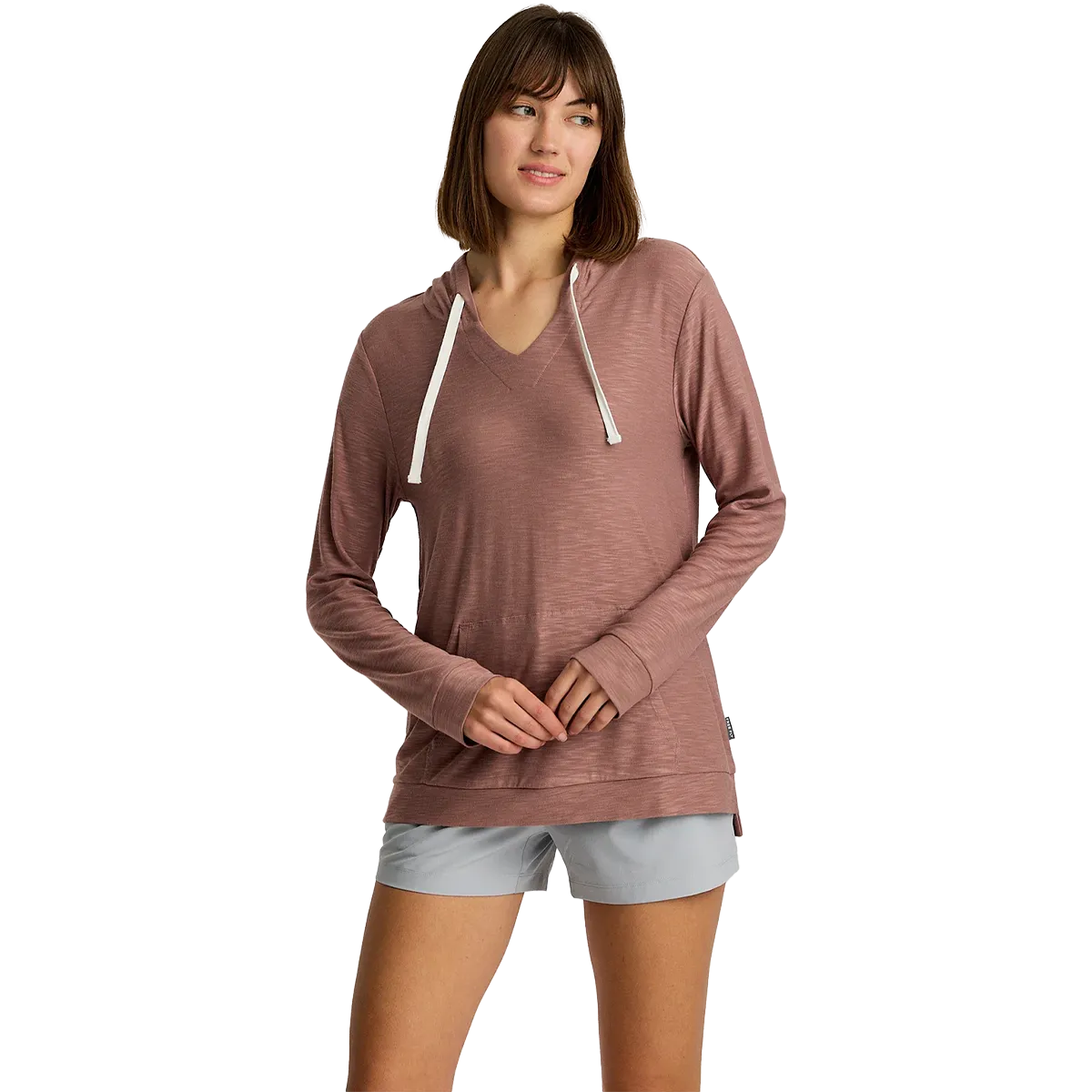 Micro Perforated Panels Low Profile Collar Women's Bamboo Slub Hoodie