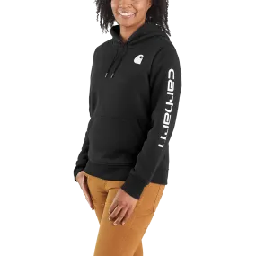 Women's Clarksburg Graphic Sleeve Logo Hooded Sweatshirt Relaxed Outfit