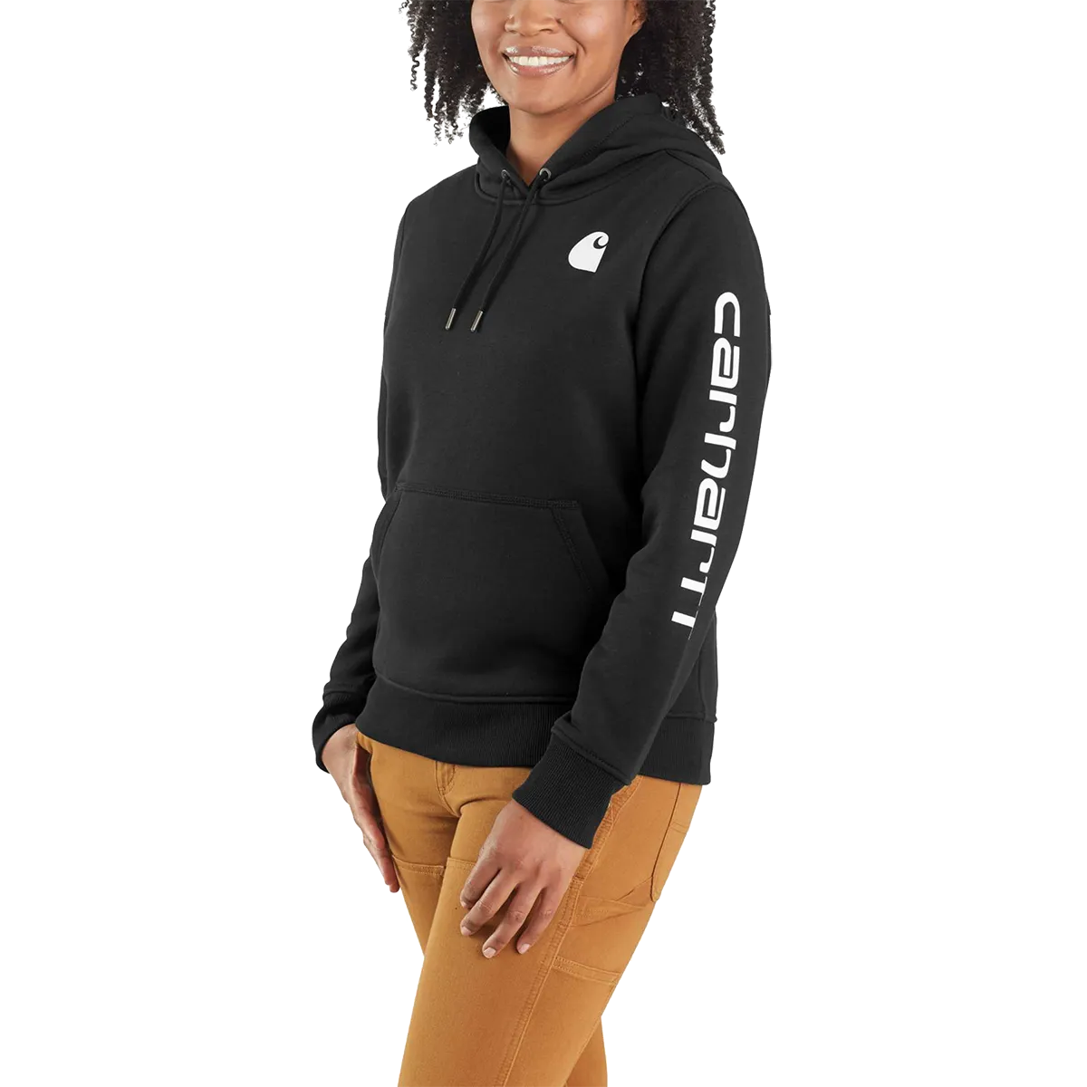 Women's Clarksburg Graphic Sleeve Logo Hooded Sweatshirt Seamless Stitching Colorfast Technology
