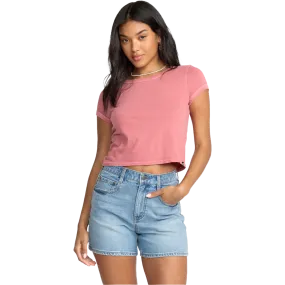 QuickDry Textile DoubleNeedle Stitching Women's Daily Tee Short Sleeve Knit