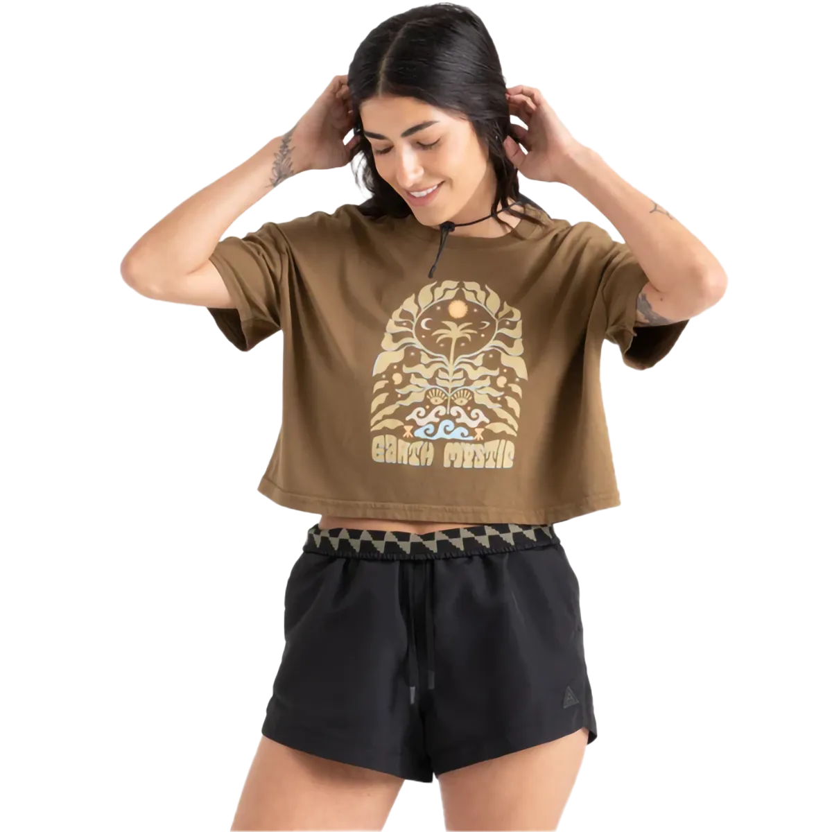 Self Cleaning Coating CrewNeck Women's Earth Mystic Boxy Crop