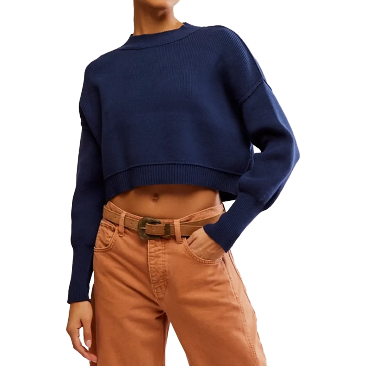 Knit Comfort Wear Versatile Layering Piece Women's Easy Street Crop Pullover