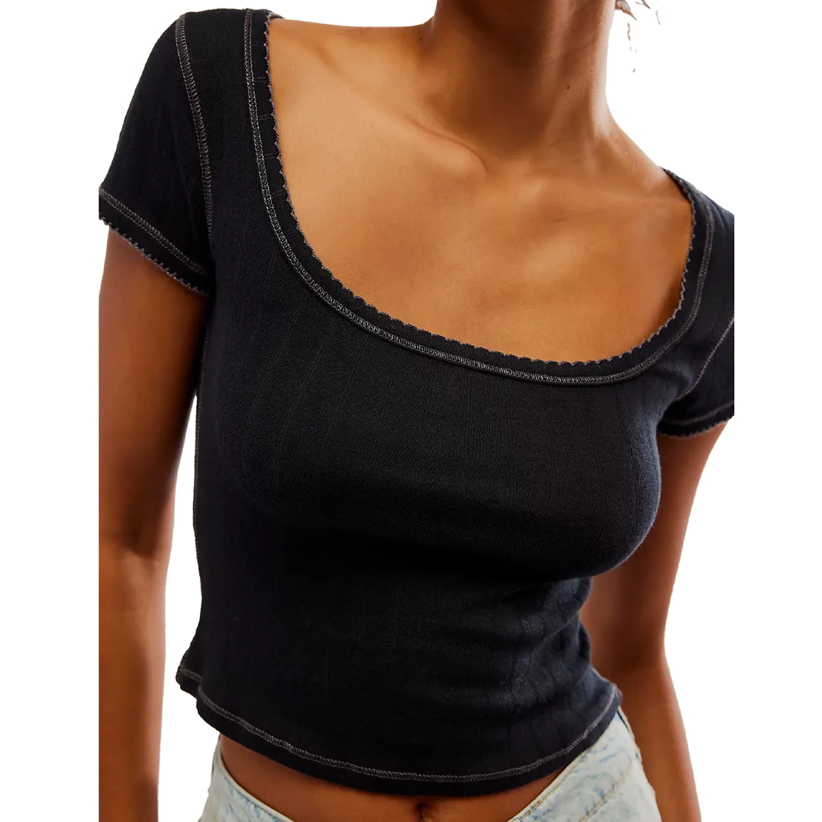 High Durability Material Women's End Gam Pointelle Baby Tee