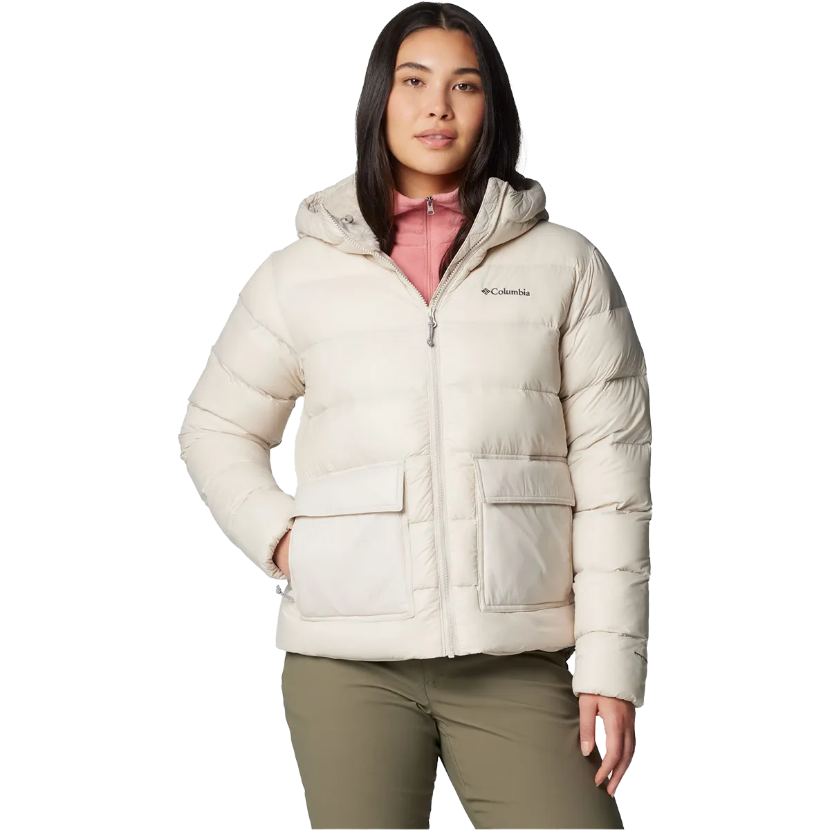 HighCollarDesign Non Irritating Edging Women's Harmony Falls Hooded Down Jacket