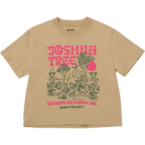 Women's Joshua Tree Puff Print Boxy Tee Modern Outfit Contrast Inner Binding