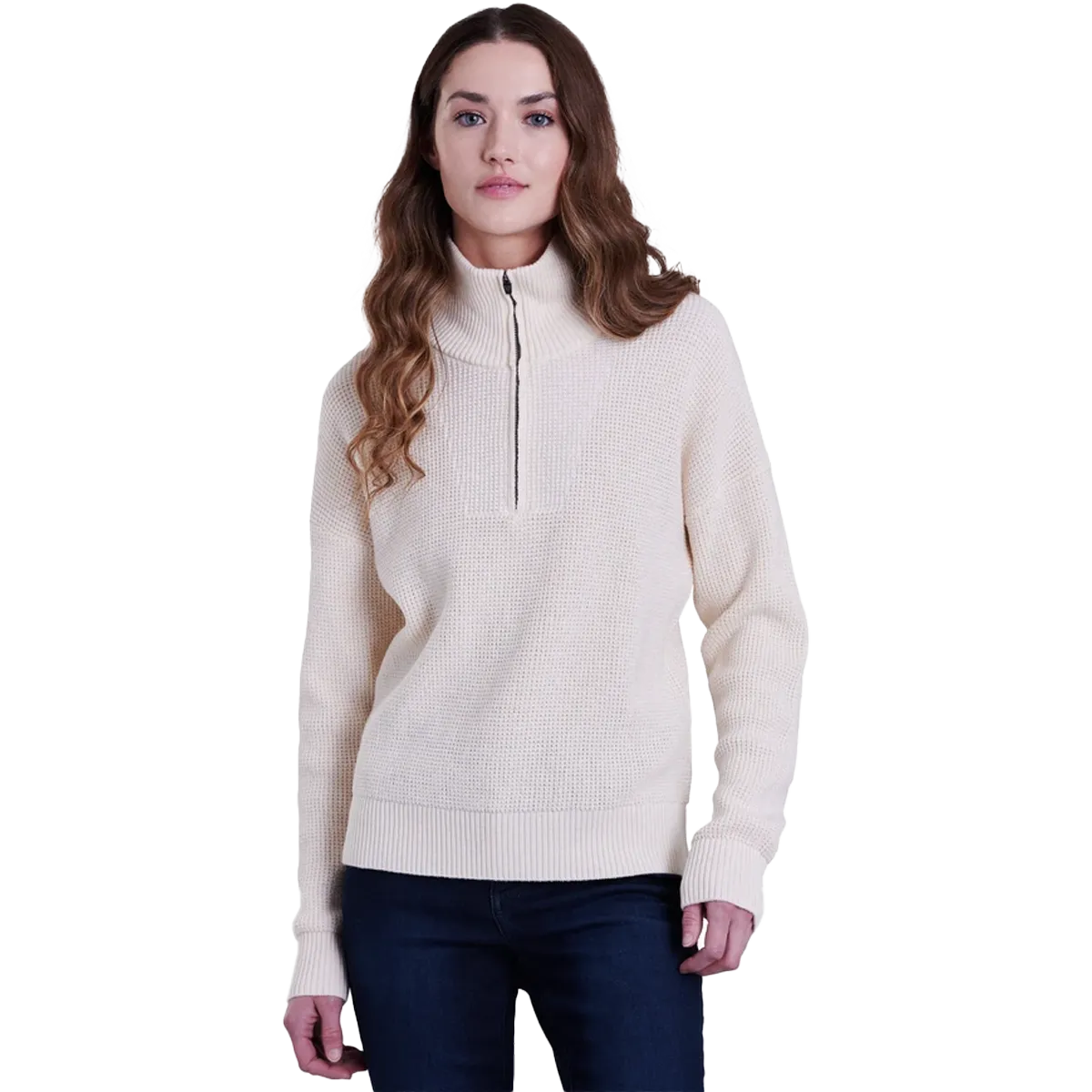 Women's Norda 1/4 Zip Sweater Softened Edges AdjustableClosure