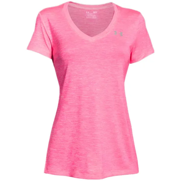 Heathered Fabric Chic Cut Women's Tech Twist SS V-Neck