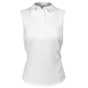 Work Appropriate MPG Women's Club Sleeveless Polo - Brilliant White Luxury Hem