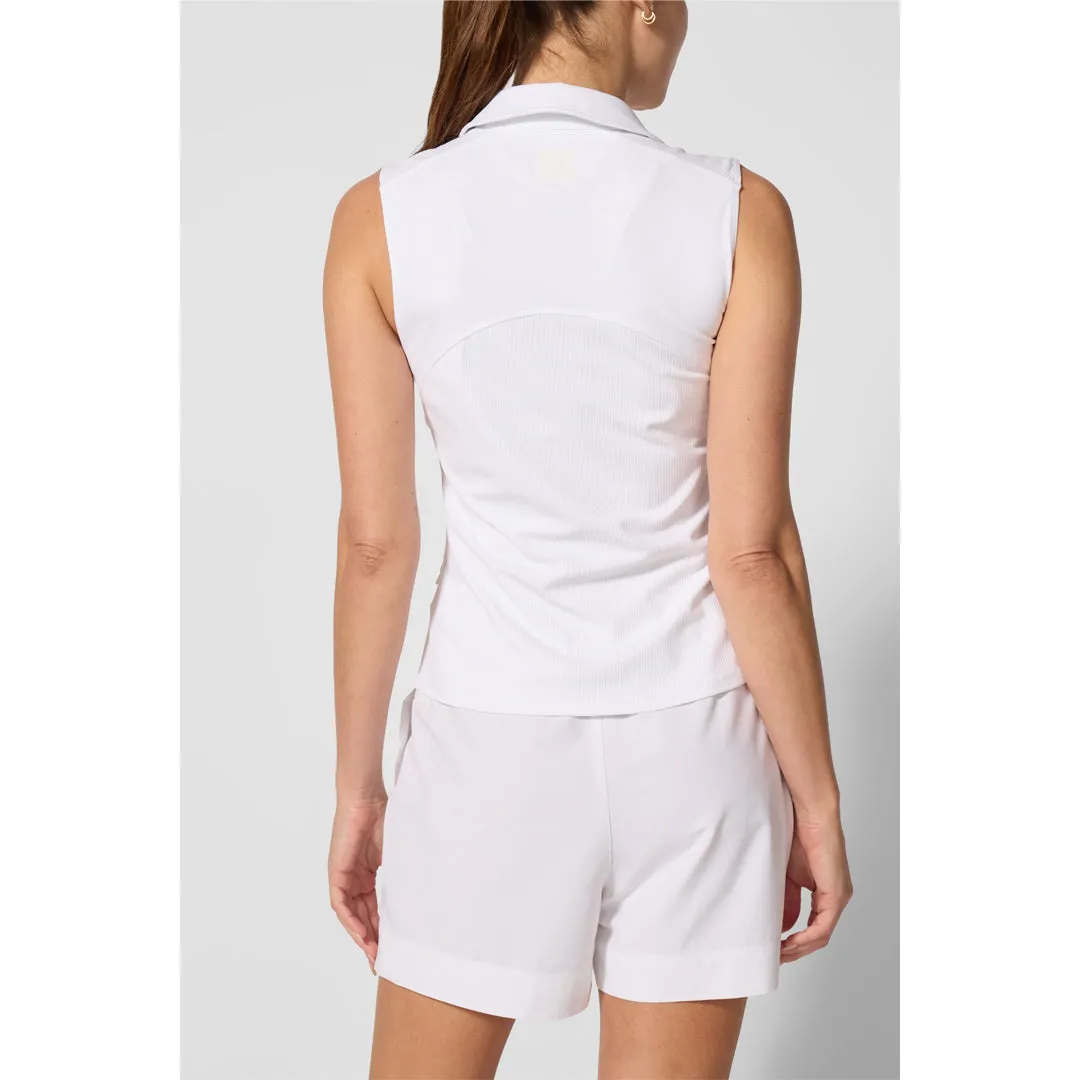 Metallic accents Work Appropriate MPG Women's Club Sleeveless Polo - Brilliant White