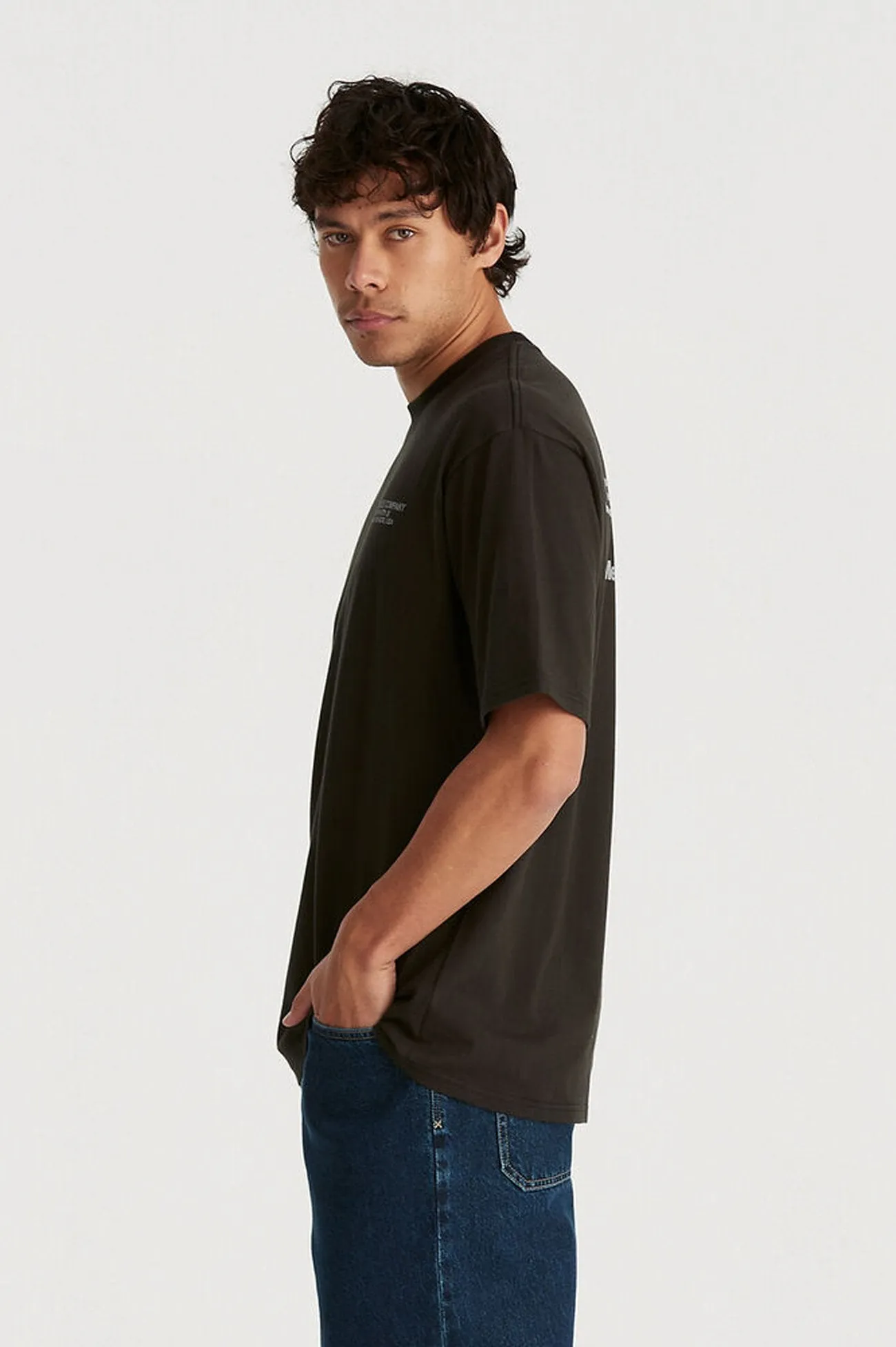 Comfortable fit Anti Shrinkage Treatment Work Clothes Baggy Tee Worn Black