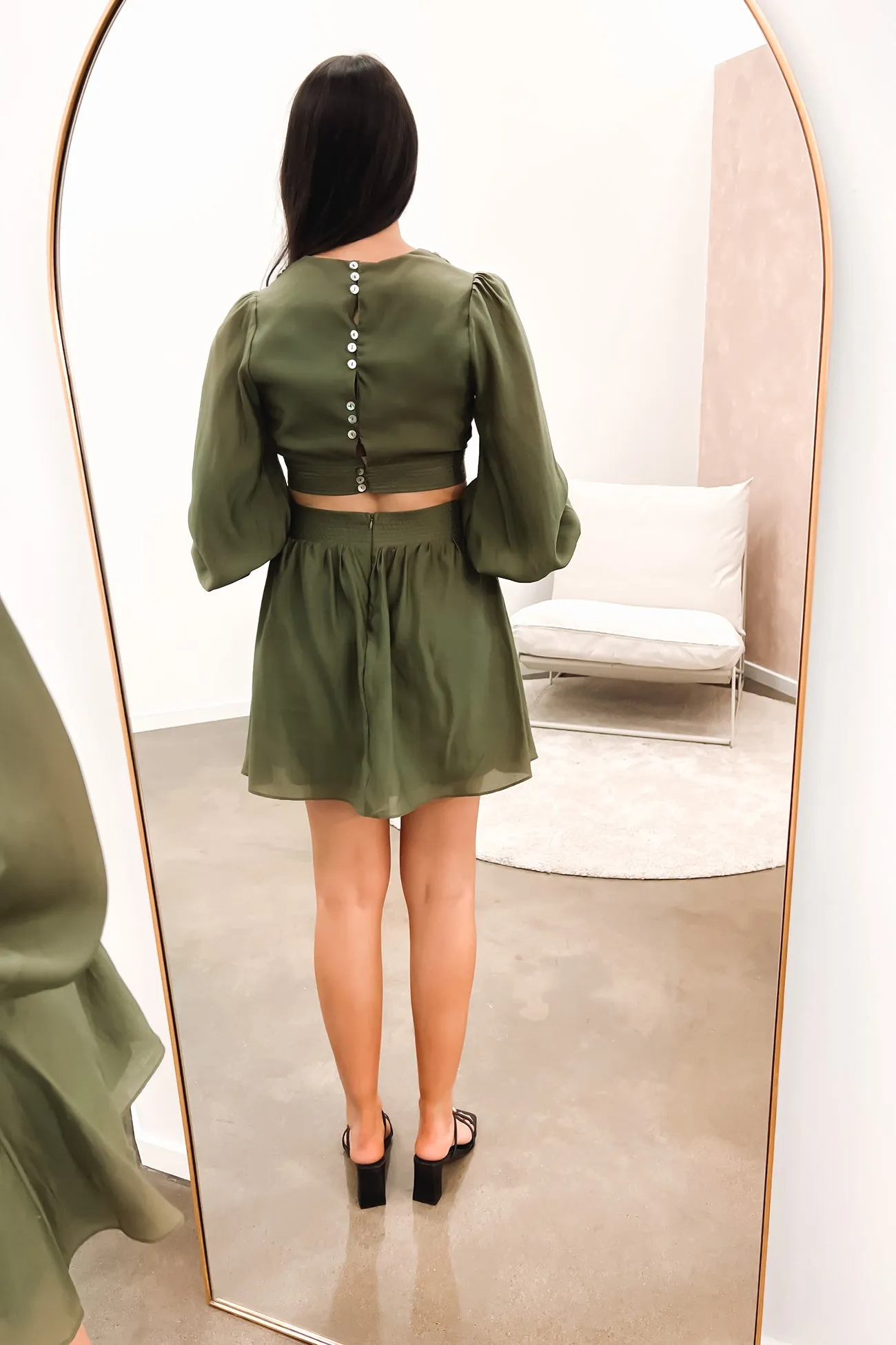Worthington Mini Dress Olive Understated Glam