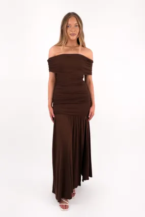 Jaymie Maxi Dress Chocolate V-Neck Comfy Style