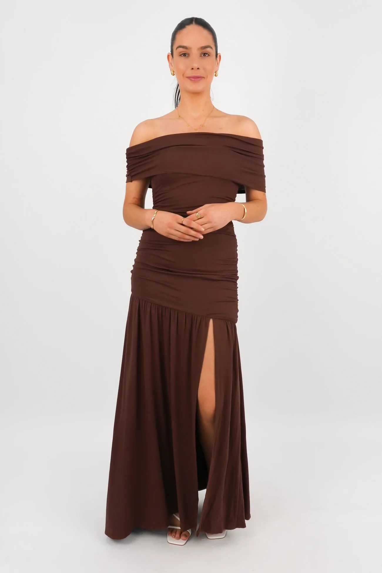 UVProtectiveLayer Vibrant Colors Jaymie Maxi Dress Chocolate