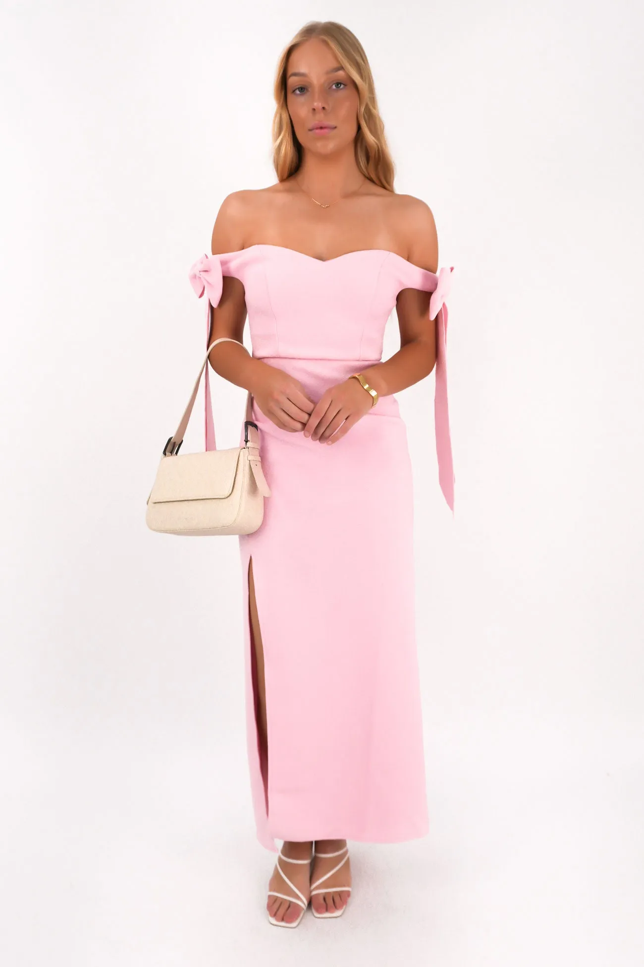 LayeredHemline Neutral-Shade Wren Maxi Dress Baby Pink