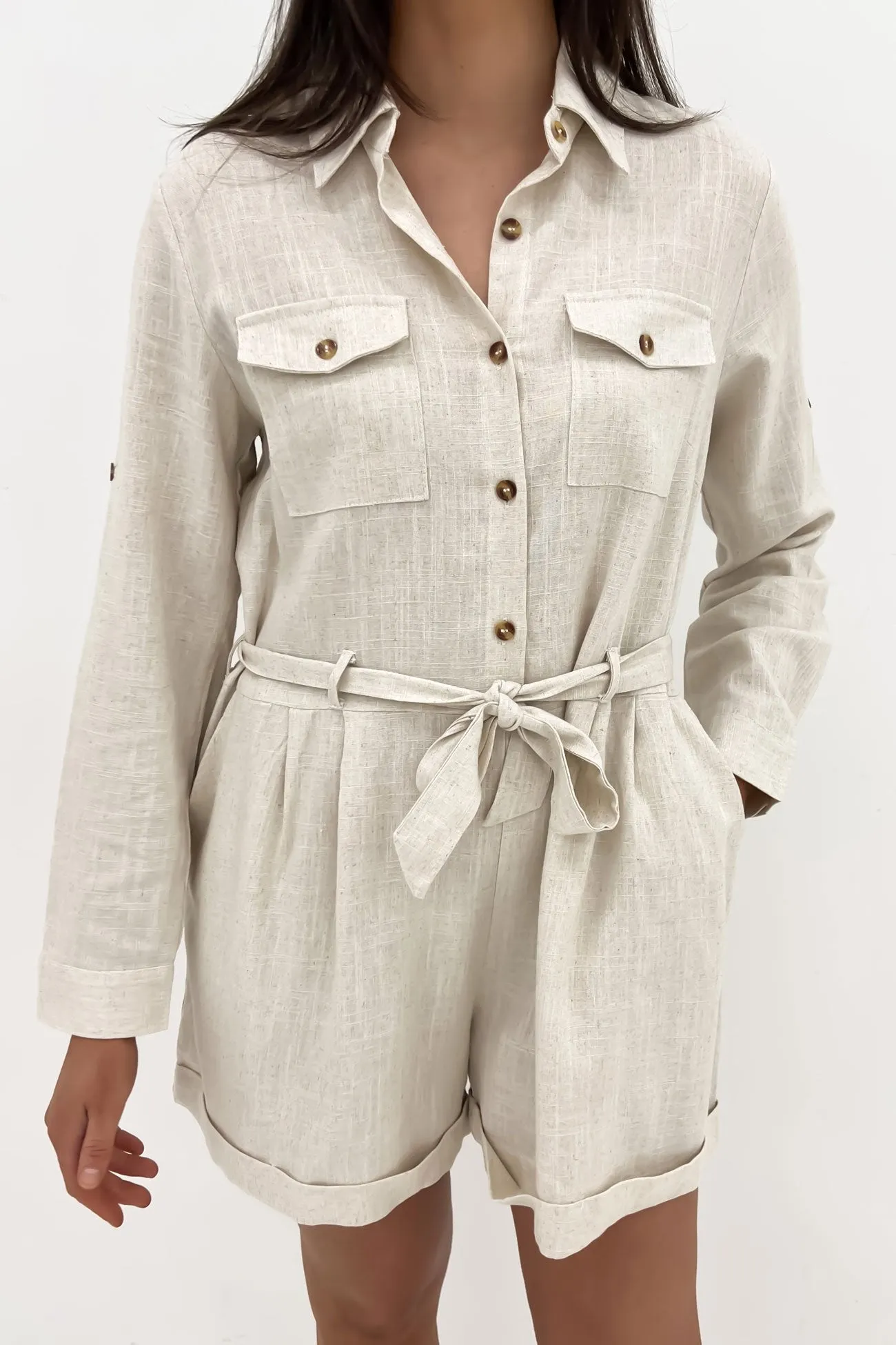 Wrenley Playsuit Beige Active Sporty Work Guest