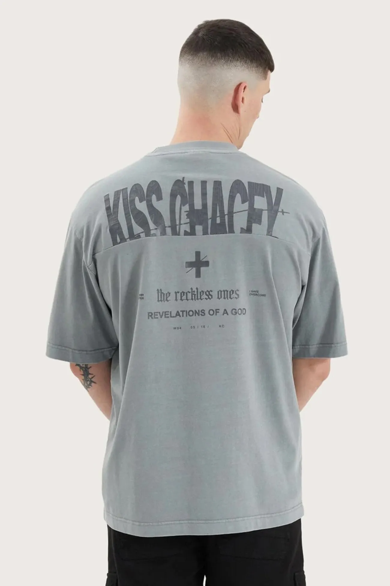 Wright Oversized Tee Pigment Neutral Grey Printed uniqueness