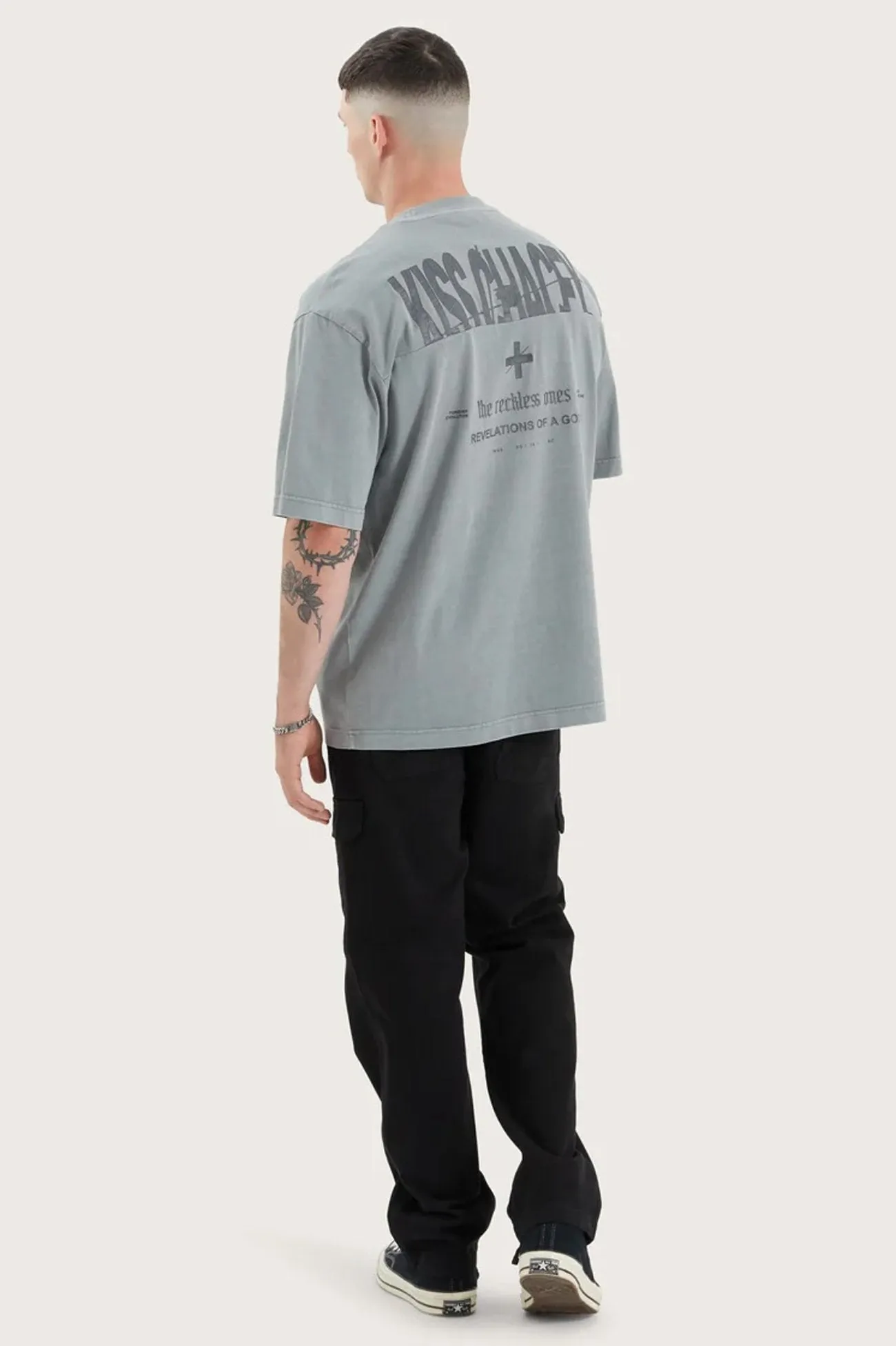Breathable mesh lining Relaxed Style Wright Oversized Tee Pigment Neutral Grey