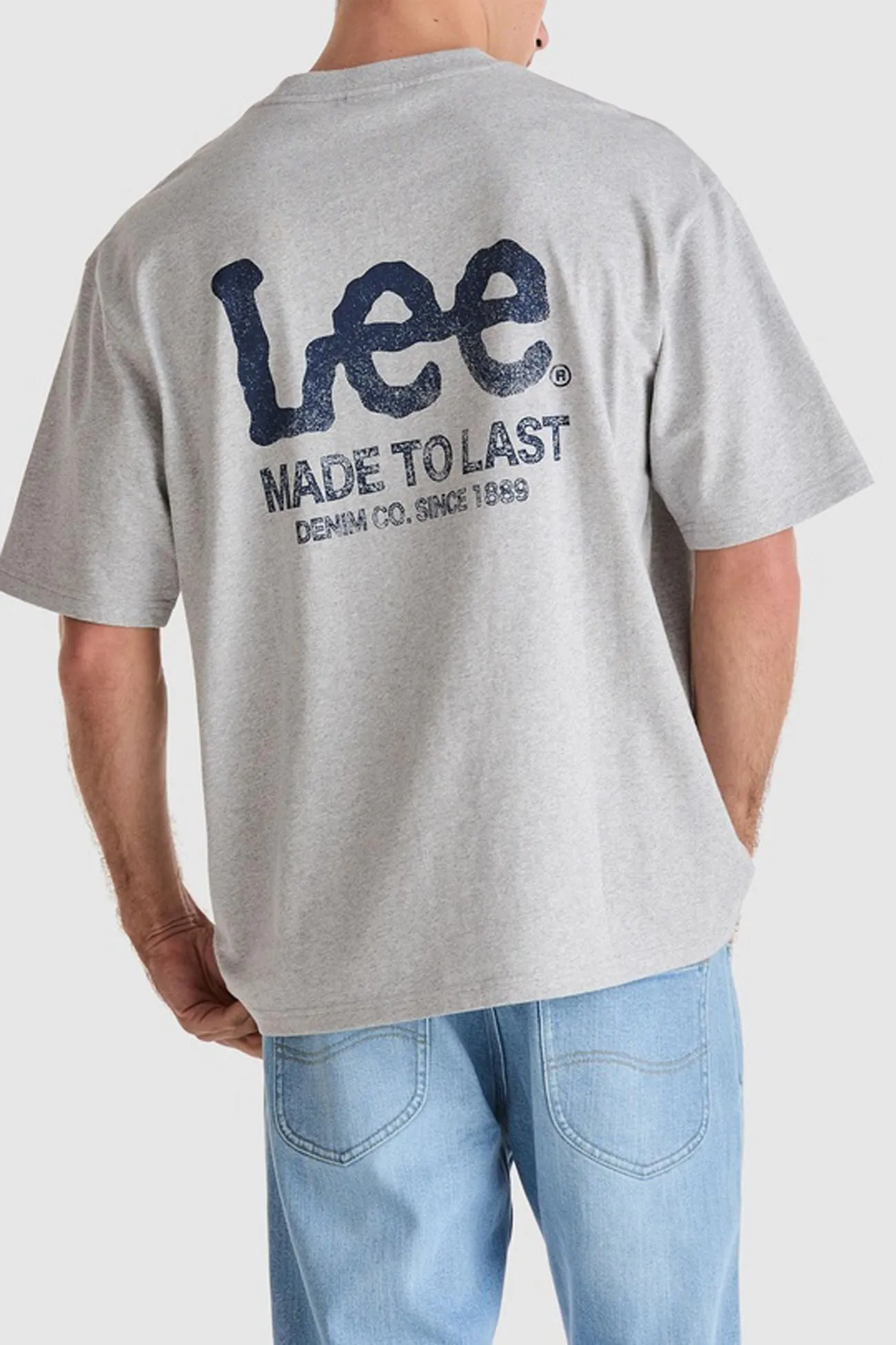 Athletic and Cool Fade Away Baggy Tee Grey Marle