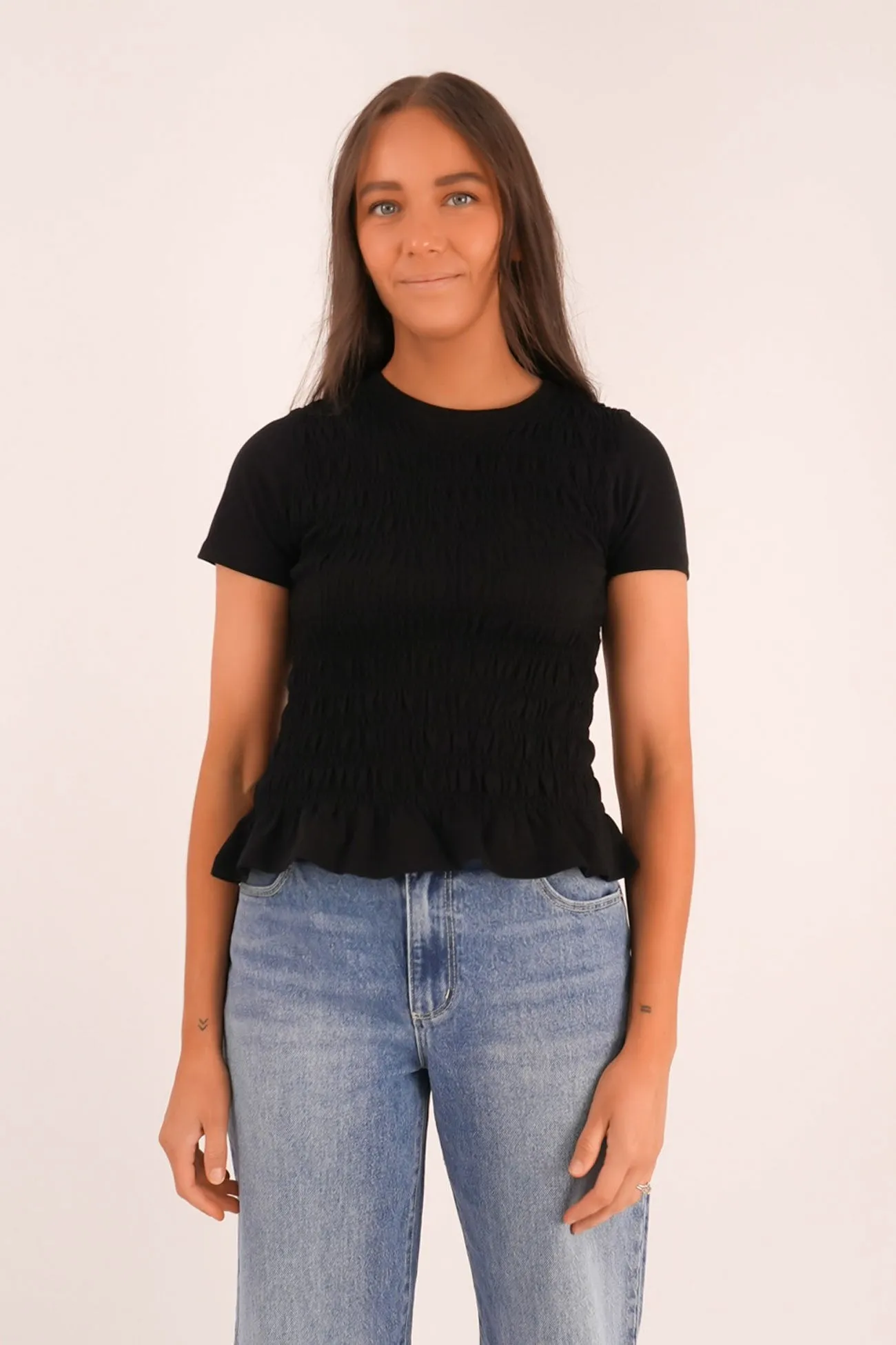 Quick Dry Material Elderly clothing Astor Rouched Tee Black