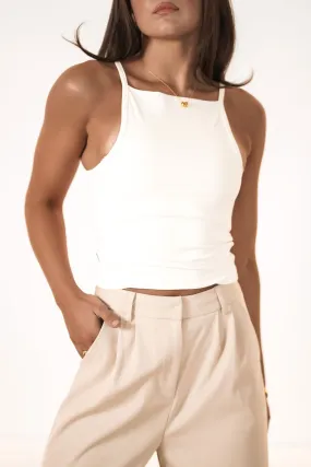 Flexible Armhole Design Ribbed Texture Finish Alex Smooth Tank White