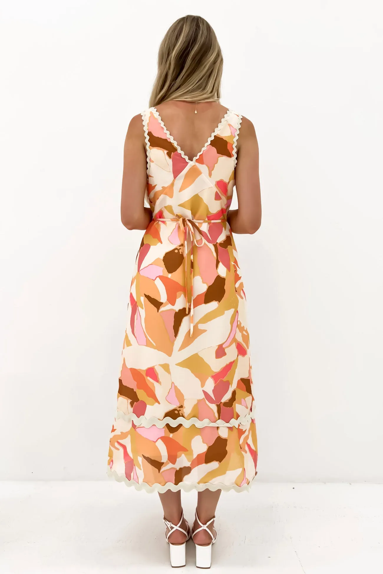 Neutral Aesthetic Dreamy Drape Yates Midi Dress Pink Camo