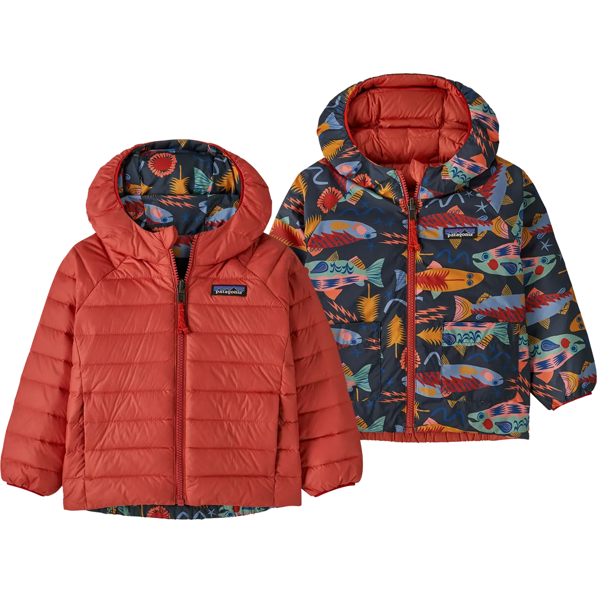 Youth Baby Reversible Down Sweater Hoody Adjustable Belt Anti Pill Fabric Tech