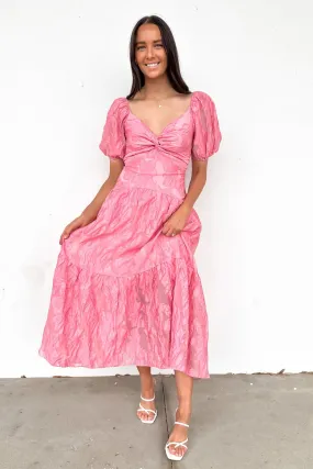 Unique Cut Feminine fit-and-flare silhouette Zabelle Midi Dress Pink